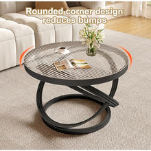 Round Glass Coffee Tables for Living Room, Simple Modern Center Table, Coffee Table for Living Room with Round Corners, for Living Room Home Office(Black,50cm/19.7in)