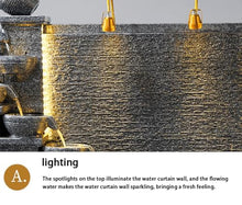 5.3ft Elegant Cement Waterfall Fountain, Indoor/Outdoor, Waterfalls Durable, Weatherproof Home Decor, Garden, Lawn, Lobby, Entryway, LED Lights,Office,Restaurant, Balcony, Dark Gray, Housewarming Gift