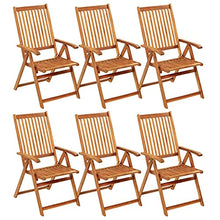 Kaorsrow 6 Piece Solid Acacia Wood Folding Patio Reclining Chairs Gray