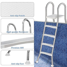 Fiunkes 52" Above Ground Swimming Pool Ladder, Durable 304 Stainless Steel Height Ladder for Outdoor, 4 Steps Ladder Heavy Duty Ladder, Max Load Capacity 500 Lb,S