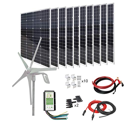 AUECOOR 1600W Solar Wind Power for Home, Corporate and Industrial Energy Supplements: 10x120W Solar Panel+400W Wind Turbine