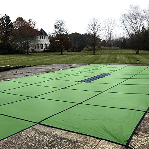 WaterWarden Safety Pool Cover 20'x40' Rectangle Solid Green With Drain Panel