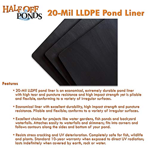 HALF OFF PONDS 62 ft. x 30 ft. 20-Mil LLDPE Pond Liner Black