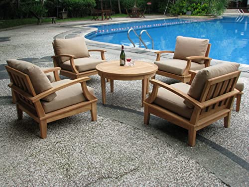 WholesaleTeak Somer 5 Pc Lounge Chair Set with Cushions in Canvas Antique Beige