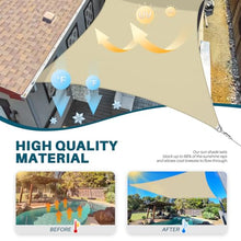 Coarbor 44'x47' Reinforced Wire Sun Shade Sail Rectangle Heavy Duty Strengthen Canopy Cover with A Ring Steel Cable Wire for Patio Backyard Deck Yard Garden Pergola Porch, Beige