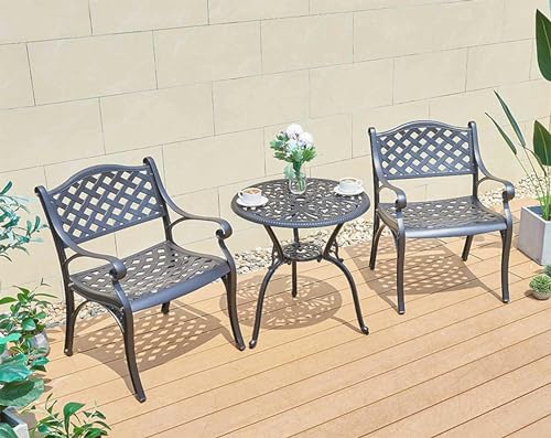 KUYBTU Garden Bench Outdoor Patio Table and Chair Garden Furniture Set, 3-Piece Sun Terrace Set Rainproof Dining Table,Cast Aluminum Chat Table Seat, for Indoor Pool Park