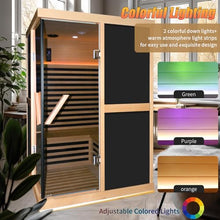 RIGO 2-Person Infrared Sauna Hemlock Wood with LED Control and Glass Doors 1980W