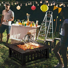 Propane Fire Pit, Outdoor Metal Brazier Square Table Multi-Purpose Square Fireplace Garden Patio Heater for Party, Picnic, Camp,Outdoor Fire Pits