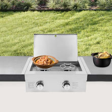 2-Burner Outdoor Gas stove, Stainless Steel Built-in Propane Burner, Propane Cooktop with Cover Plate for BBQ Grill Island, Patio, Backyard (2 Burner - Natural Gas)