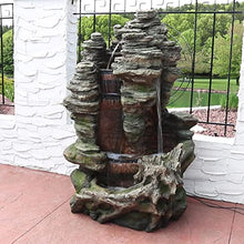 Sunnydaze Flat Rock Summit 61-Inch Outdoor Water Fountain with LED Lights