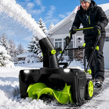 22" Electric Snow Sweeper, Hand Push Rechargeable Snow Removal Machine 2batteries