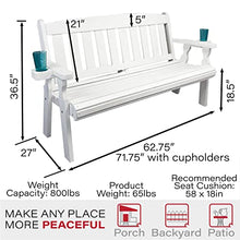 Amish Casual Heavy Duty 800 Lb Mission Pressure Treated Garden Bench with Cupholders (5 Foot, Semi-Solid White Stain)