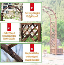 Wooden Garden Arbor Rose Archway Trellis 1.4m Weatherproof Climbing Plant Support Heavy Duty Wedding Arch Easy Assembly(Brown,140cm/55.1inch)
