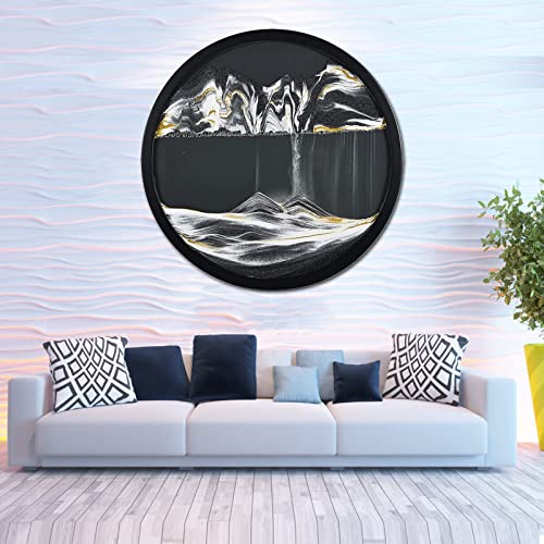 AECEVAN Wall Mount Moving Sand Art 23.6'' 3D Deep Sea Sculpture Black-i