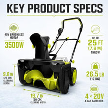 40V Cordless Snow Blower, 4 Batteries and 2 Chargers Included