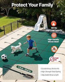 VEVOR Pool Safety Cover 18' x 36' Rectangle, Safety Pool Covers Green Mesh, 15-Year Warranty, Triple Stitched, MAX Strength Winter Safety Cover for Children & Pets