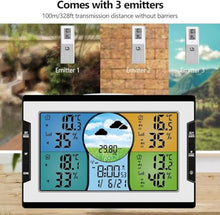 Weather Station, Digital Clock Temperature & Humidity Indicator with Warning Alarm Meteorological Station Weather Forecast Clock, for Home Garden