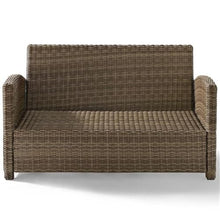 Afuera Living Modern Outdoor Wicker Loveseat, 56" W x 33" H x 32.5" D, Durable Steel Frame, Brown and Sand Finish, UV-Resistant Cushions, Weather-Resistant Patio Seating for Garden or Deck