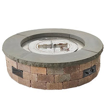 The Outdoor GreatRoom Company DIY Bronson Block Round Gas Fire Pit Kit with Battery Powered Spark Ignition, Propane or Natural Gas, Charcoal Grey Top 4-Piece Set, 51.25-Inch