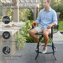 Kozyard 3-Piece Patio Bar Set, 2 Swivel Bar Chairs, Marble-Look Tabletop