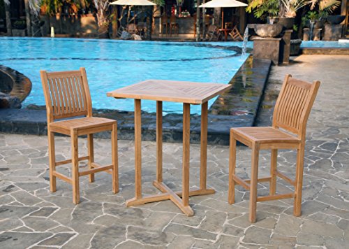 Tortuga Outdoor Jakarta 3 Piece Patio Bar Set Teak