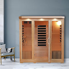 Heat Wave 4 Person Sauna Hemlock Wood Sonoma 9 Carbon Infrared Heaters MP3 Player Chromo Therapy Lighting 120V 2100W Wood