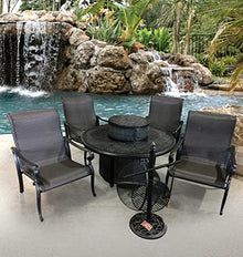 Bridgeton Moore GF-LD8022/3061 Wyndermere All Inclusive Outdoor Firepit Club Table Set (KIT) Gas Patio Conversation Set of 4, Black