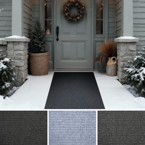 iCustomRug Spartan Weather Warrior Duty Indoor/Outdoor Utility Ribbed in 3ft,4ft,6ft Widths 70 Custom Sizes with Natural Non-Slip Rubber Backing 4'X64' in Black