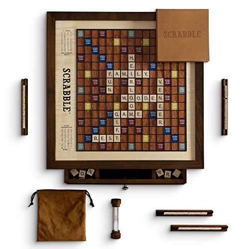 WS Game Company Scrabble Heirloom Edition Rotating Walnut Cabinet Multicolor