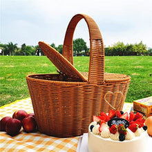 YOtat Pastoral Picnic Basket Supermarket Rattan Basket Shopping Basket Fruit Basket Storage Basket Hand Basket Props Basket (Color : D, Size : 43X30X21Cm) (Argento 38X27X18Cm) (D 38X27X18Cm)