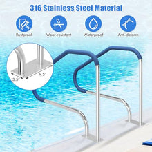 LSJINGS 49‘‘ x 34‘‘ Pool Handrail, In Ground Pool Rail with Blue Heat & Slip Resistant Cover, 316 Stainless Steel 550LBS Load Capacity Pool Railing for Pool, Deck, Water Park(2)