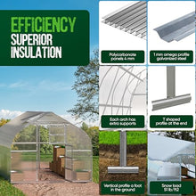 BAUMERA Polycarbonate Greenhouse - Walk-in Size 20' L x 8' W - Heavy Duty Greenhouses for Outdoors - Large Greenhouse with 3 Automatic Vents and A Shelf - for Year-Round Harvest…