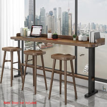 DESALAI Industrial Solid Wood Dining Table with Fence,Dining Kitchen Bar Coffee Table,End Side Tables Metal Base,Rectangle Live Edge Table,Wood Counter Height Table-No stools(140 * 40 * 1