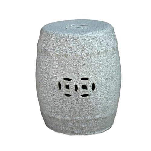 LINKIO Garden Stool Matte White Ceramic Garden Stool - Decorative Small Pier Drum Stool for Indoor and Outdoor Use Ottomans