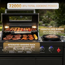 65" Modular Outdoor Kitchen Island,4-Burner 72,000 BTU Stainless Steel Propane Grill with Side Burner,Infrared Burner,Sink,and Granite Countertop.Gas Grill for Backyard & Patio BBQ.