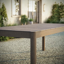 Modway Eleni 89-Inch Outdoor Teak Wood Dining Table in Weathered Gray – Rectangular Patio Dining Table with Slatted Top for Patios, Decks, Or Gardens
