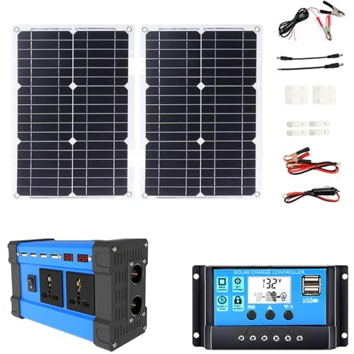 OLONETO 6000W Solar Generator Kit 12V to 220v/110v Inverter with 30A Controller + 18W/36W Solar Panel for Home Backup, RV, Off-Grid Power System(220v,B)
