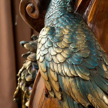 Hassyee Ornate Peacock Pedestal Plant Stand, 32.7" European Classical Resin Column Sculpture, Decorative Flower Pot Holder Display Stand, Vintage Indoor Decor for Living Room, Entryway, Foyer (Brown)