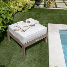 highwood Lehigh Deep Seating Ottoman, with Sunbrella Cushions in Lively Parchment, Woodland Brown Frame