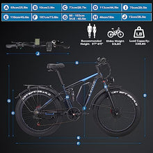 E·Bycco Dual 1000W Motors 2000W Electric Bike for Adults, 35MPH 48V 23Ah Battery Electric Bicycle, Full Suspension 26"*4.0 Fat Tire Hydraulic Disc Brake, Beach Off-Road Mountain E-Bike for Men EB7Pro Blue/2000W/Dual Motor