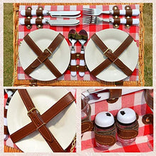 ZYBB Picnic Basket Wicker with Cutlery Insulation Bag Wine Glass Seasoning Bottle Large for 4 People 46X31x20cm
