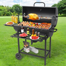 SIMPLEusQ Charcoal Grill Outdoor Barrel BBQ with Side Table & Wheels - Barbecue Smoker for Camping, Easy to Use