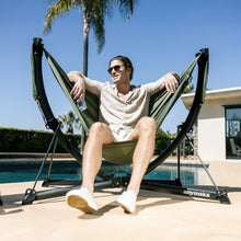 anymaka Set Up in 3 Seconds Swing Chair with Stand，Outdoor Indoor Adjustable Portable Aluminum Alloy Hammock Chair (Swing Chair Set Forest Green)