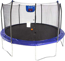 Skywalker Trampolines 15-Foot Jump N’ Dunk Round Trampoline with Enclosure Net Blue