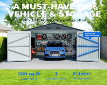 10x20 Outdoor Storage Shed, Extra Large Metal Garage Building, Heavy Duty Steel Car Shed with Side Door & Updated Frame Structure, Waterproof Carport for Car, Truck, Bike, Tool Storage, Dark Gray