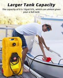 Heavy-Duty 15 Gallon Portable Gas Can - Fuel Caddy With Manual Siphon Pump