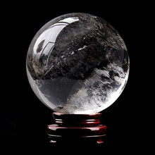 FOTCFATEV Round Rock Quartz Crystal Ball Gemstone Figurine with Stone Stand, Polished Divination Sphere for Yoga Feng Shui Home Decor,62~65mm