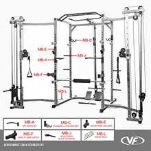 Valor Fitness BD-33BCCL Power Rack w/LAT Pull and Cable Crossover - Black