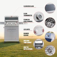 Monument Grills Mesa Series, 3+1 Outdoor Barbecue Stainless Steel Propane Gas Grill, 3 Burners & 1 Side Burner 48,000 BTU Patio Garden Grill with Knob Controls, Mesa305