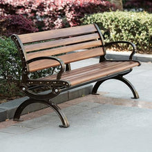 CTREVL Outdoor Park Bench, Metal Benchs with Backrest and Armrests, Patio Benches for Outdoors Load Capacity 1100 Lbs Easy Assembly for Outdoor Terraces Courtyards Balconies Parks(Brown,180cm/70.8in)